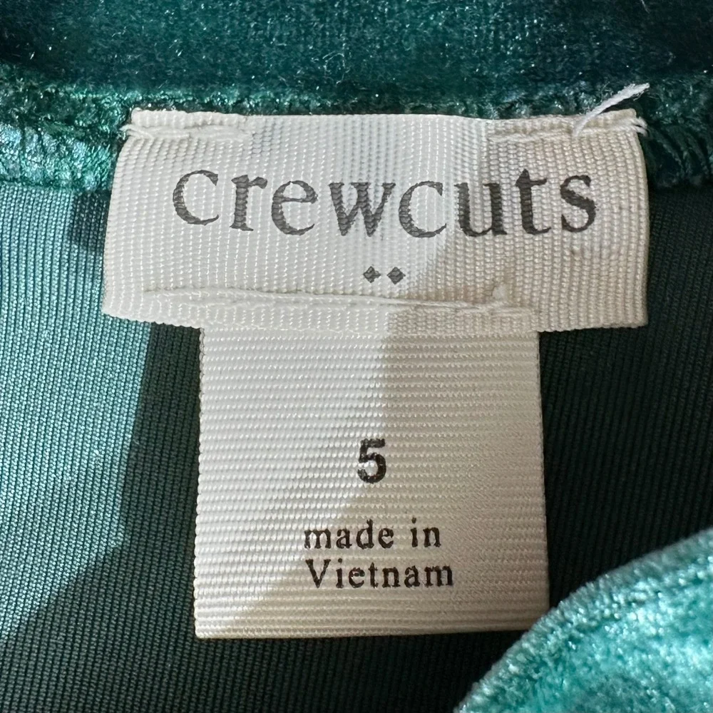 Crewcuts J Crew Girls Emerald Green Velvet Ruffle Jumpsuit Size 5 Holiday